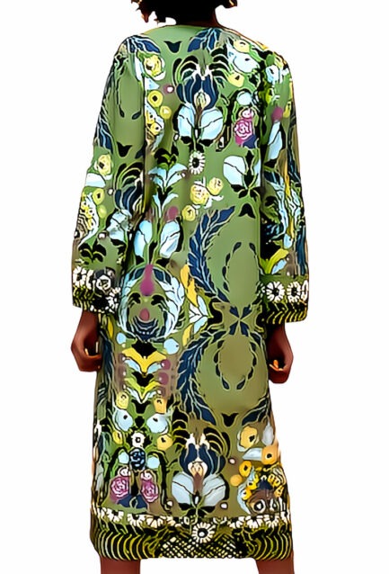 Robe longue kaftan a motifs