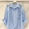 Chemisier à rayures bleues - Bleu clair
