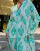 robe longue texturee a imprime avec ethnique coupe evasee avce fronces vert d eau 67b5fb96431bb
