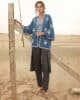 Kimono en bleu jeans brode