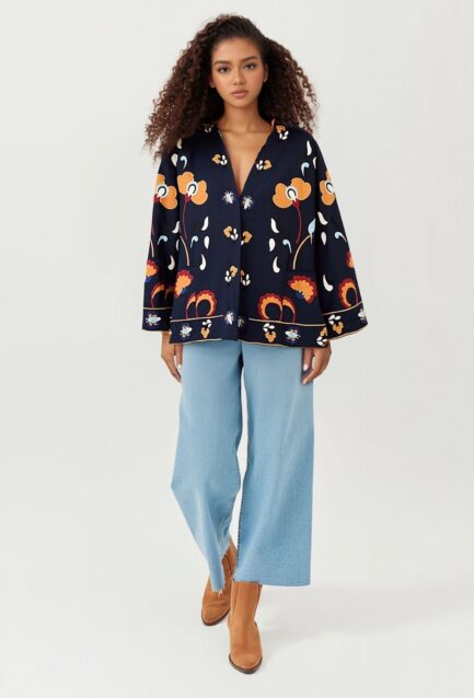 Veste kimono brodée