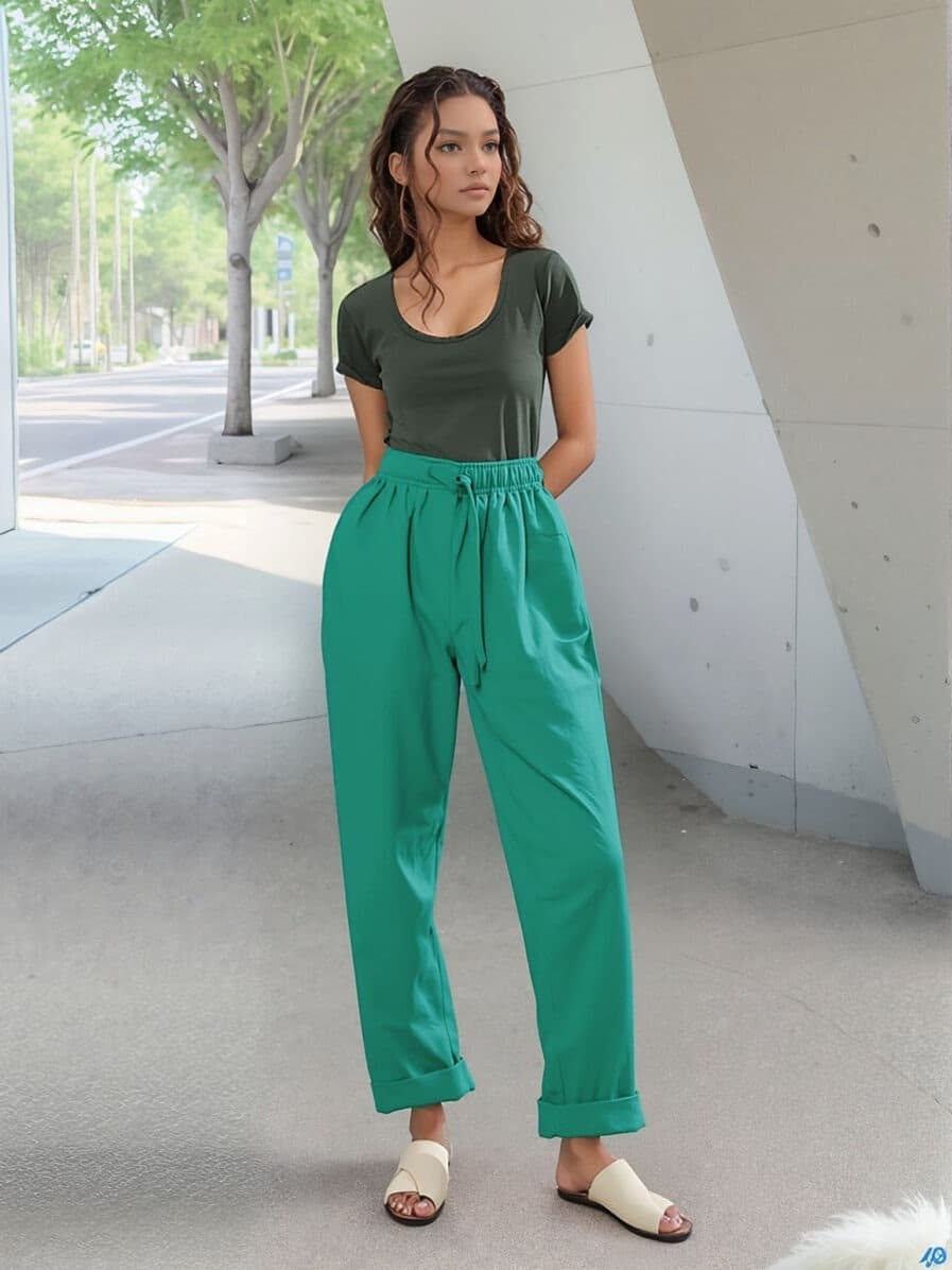 Pantalon en lin vert
