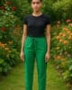 Pantalon large en lin vert